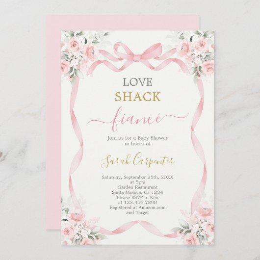 Love Shack Fiancé Bridal Shower 招待状 (正面/裏面)