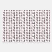 Love Shamrock Plaid Red Blue Tartan Pattern ラッピングペーパーシート (正面3)