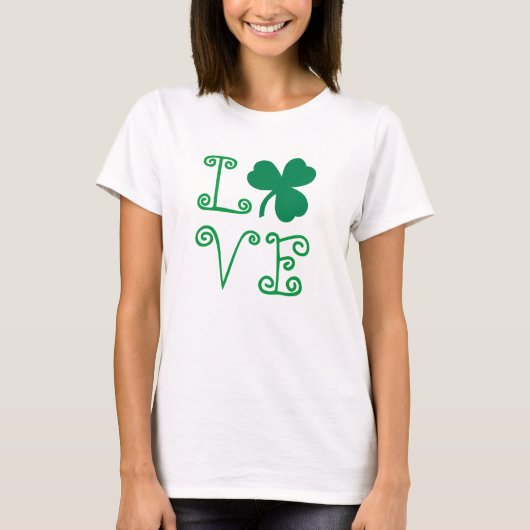 LOVE Shamrock Women's Basic T-Shirt Tシャツ (正面)