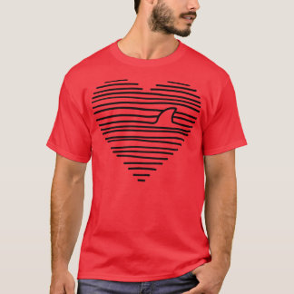 Love Shark Minimalist Line Drawing Shark Fin Pullo Tシャツ