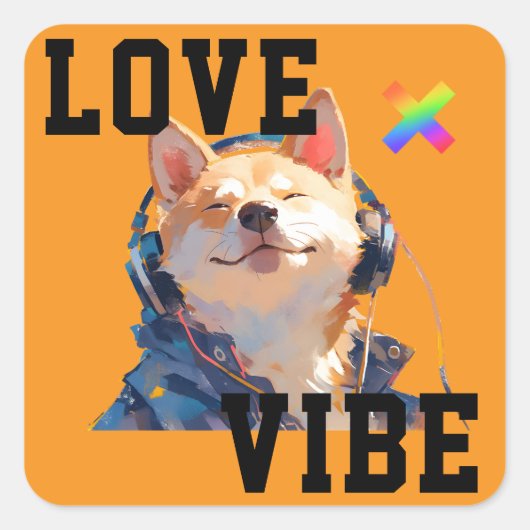 LOVE × SHIBA - Custom スクエアシール (正面)