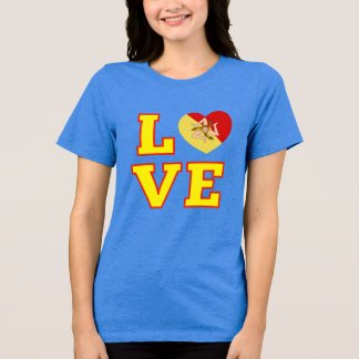 LOVE Sicily Sicilian Trinacria as the O in Love トライブレンドＴシャツ