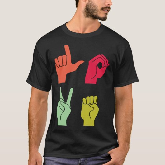 Love Sign ASL Deaf Pride Tシャツ (正面)