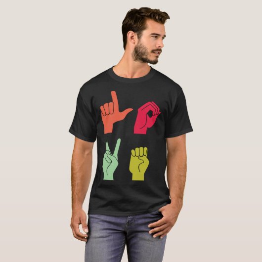 Love Sign ASL Deaf Pride Tシャツ (正面フル)