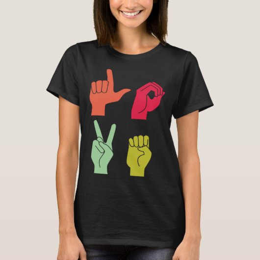 Love Sign ASL Deaf Pride Tシャツ (正面)