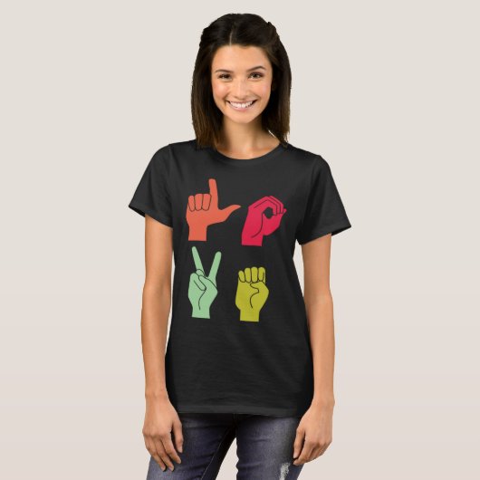 Love Sign ASL Deaf Pride Tシャツ (正面フル)