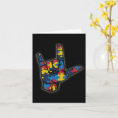 Love Sign Language Tee自閉症啓発サポートFi カード (黄色い花)