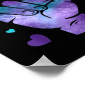 Love Sign Teal &amp; Purple Ribbon Suicide Prevent ポスター (角)