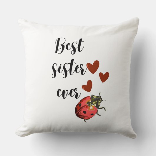 Love Sister Ladybug Cushion – Cute Heart Pillow Gi クッション (正面)