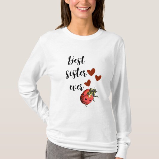 Love Sister Ladybug T-Shirt – Cute Heart Design Tシャツ (正面)