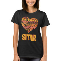 Love Sitar Orange Mandala Heart Indian Music