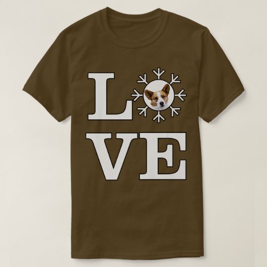 Love Snowflake Dog Cardigan Welsh Corgi790 Tシャツ (デザイン正面)