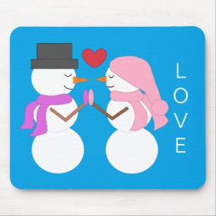 Love & Snowpeople:ブルーグリーン マウスパッド