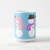 Love & Snowpeople：ライトブルー コーヒーマグカップ (中央)