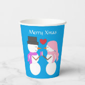 Love & Snowpeople - Blue-green:メリークリスマスパーティー 紙コップ (裏面)