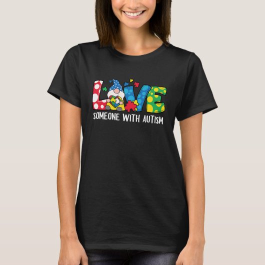 Love Someone With Autism Awareness Month Puzzle Pi Tシャツ (正面)