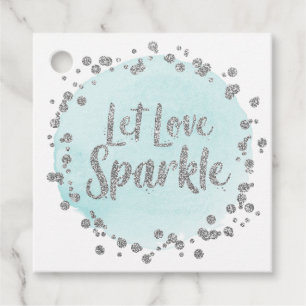 Love Sparkle Silver紙吹雪オンブルー結婚ズ フェイバータグ