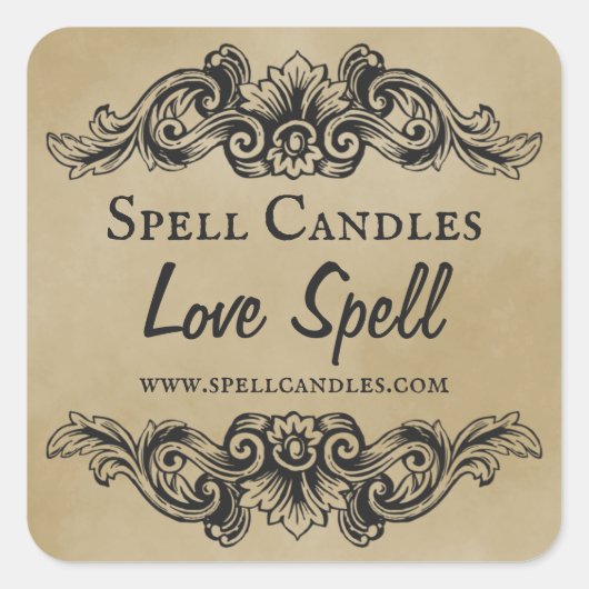 Love Spell Candleラベル スクエアシール (正面)