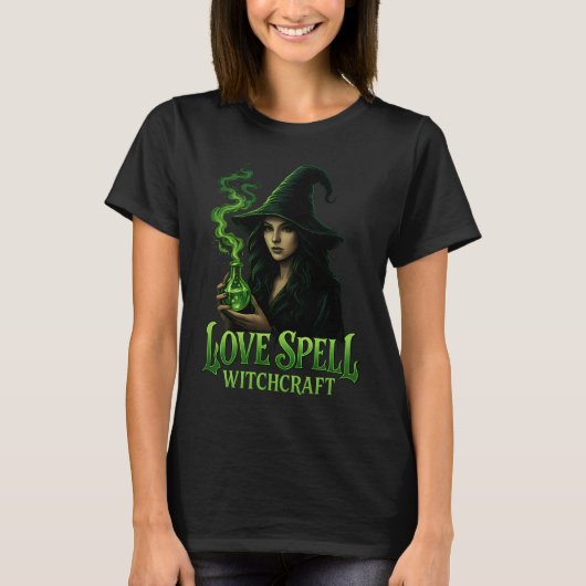 Love Spell Witchcraft Gothic Witch Green Potion Tシャツ (正面)