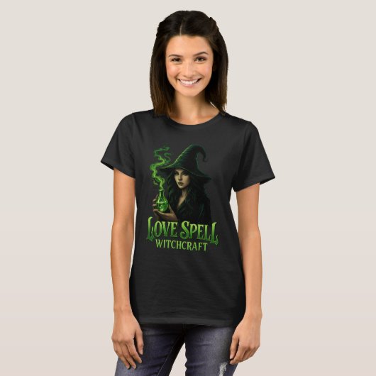 Love Spell Witchcraft Gothic Witch Green Potion Tシャツ (正面フル)