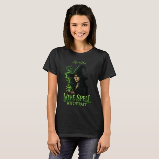 Love Spell Witchcraft Personalized Gothic Witch Tシャツ (正面フル)