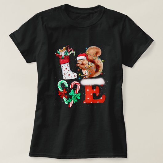 Love Squirrel Lover Costume Adult Xmas Pajamas Pla Tシャツ (デザイン正面)