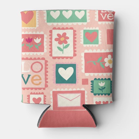 Love Stamps Floral Can Cooler 缶クーラー (正面)
