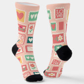 Love Stamps Pattern Crew Socks ソックス (傾斜あり)