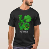 Love Stepdad St Patrick's Day Green Plaid Leopard Tシャツ (正面)