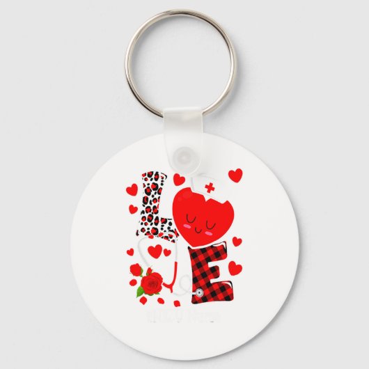 Love Stethoscope Heart Nicu Nurse Valentines Day  キーホルダー (正面)
