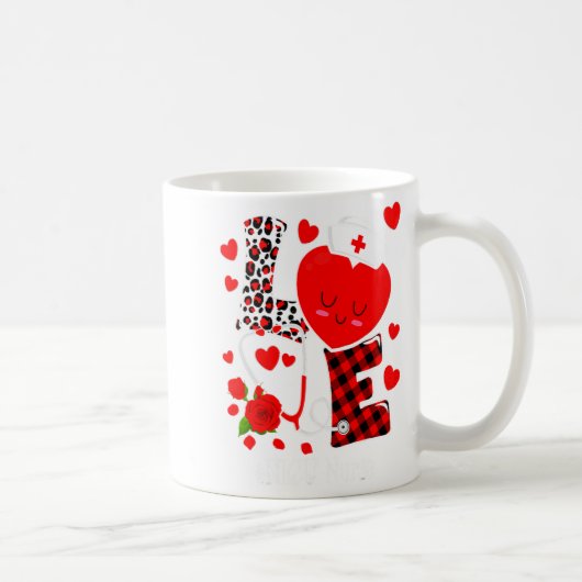 Love Stethoscope Heart Nicu Nurse Valentines Day  コーヒーマグカップ (右)