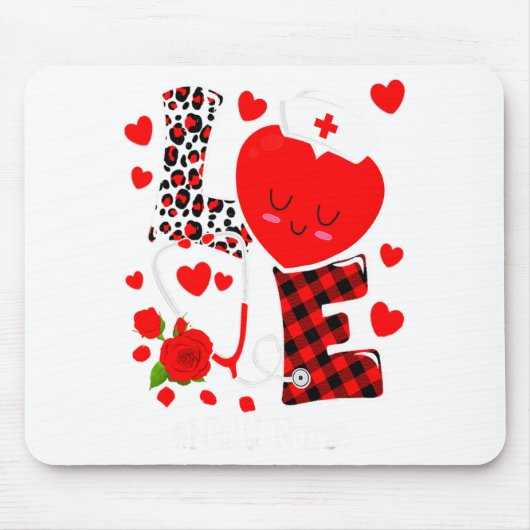 Love Stethoscope Heart Nicu Nurse Valentines Day  マウスパッド (正面)
