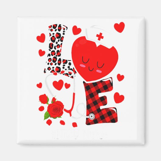 Love Stethoscope Heart Nicu Nurse Valentines Day  マグネット (正面)