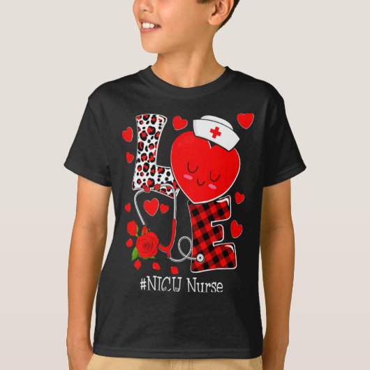 Love Stethoscope Heart Nicu Nurse Valentines Day  Tシャツ (正面)