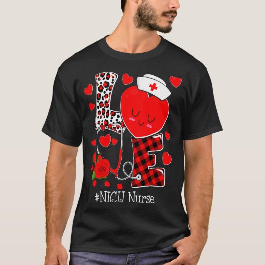 Love Stethoscope Heart Nicu Nurse Valentines Day  Tシャツ (正面)
