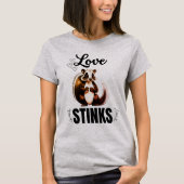 Love Stinks Funny Skunk Valentine Anti-Love  Tシャツ (正面)