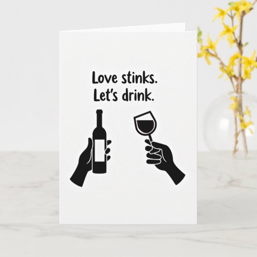 Love Stinks Funny Wine Card カード (黄色い花)