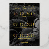 Love Storyタイムライン写真Save The Date 箔招待状 (正面)