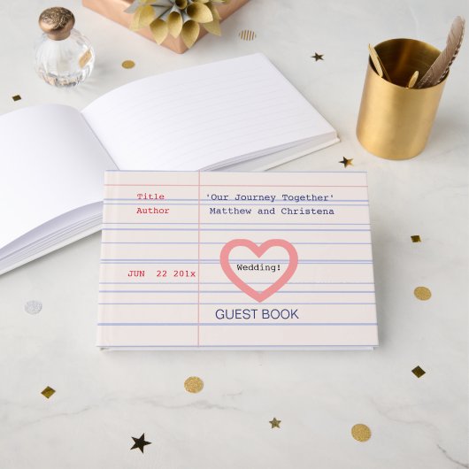 Love Story Due Date Library Card 結婚式 ゲストブック (正面見開き)