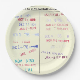 Love Story Due Date Library Card Wedding ペーパープレート