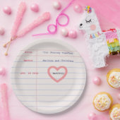 Love Story Due Date Library Card Wedding ペーパープレート (パーティー)