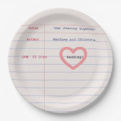 Love Story Due Date Library Card Wedding ペーパープレート (正面)