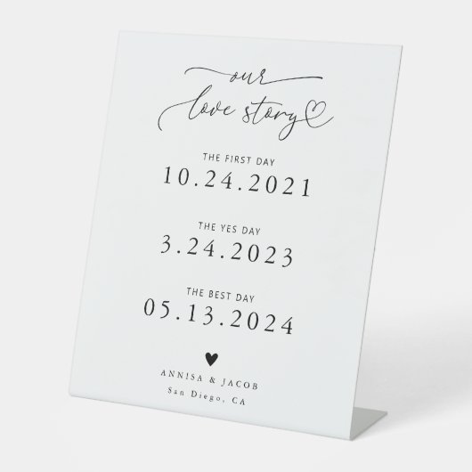 Love Story Heart Script White Wedding Timeline 台座サイン (正面)