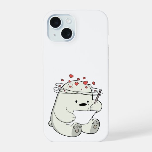 Love-Struck Bear Reading– Cute Cartoon iPhone Case 15ケース (裏面)