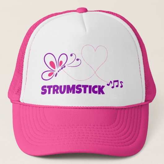 Love Strumstick Pink Purple Butterfly Heart キャップ (正面)