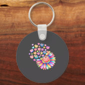 Love Sunflower Hearts Candy Valentines Day Womens  キーホルダー (正面)