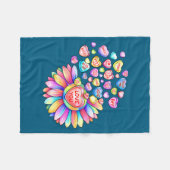 Love Sunflower Hearts Candy Valentines Day Womens  フリースブランケット (正面(横))
