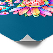 Love Sunflower Hearts Candy Valentines Day Womens  ポスター (角)