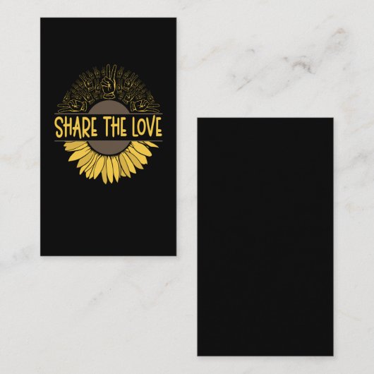 Love Sunflowers Peace Hand Sign Nature 名刺 (正面/裏面)