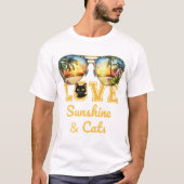 LOVE Sunshine & Cats | 熱帯黒猫の夏 Tシャツ (正面)